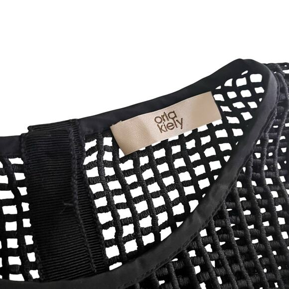 Orla Kiely Black Embroidered Grid Mesh Sleeveless Knee Length Dress Size 8 - Picture 9 of 12